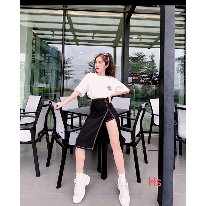 Chân váy xẻ tà viền May nổi-HươngSu (PVN1256) | BigBuy360 - bigbuy360.vn