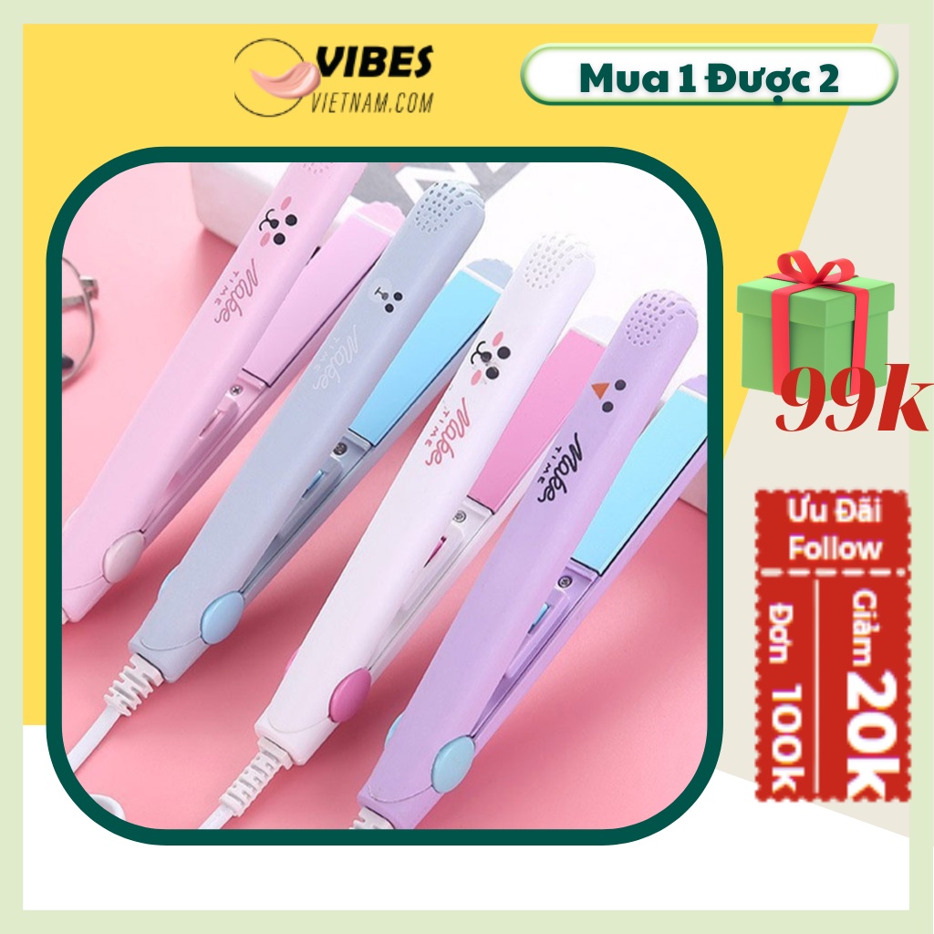 Máy duỗi tóc uốn tóc mini đa dụng hình Carton ngộ nghĩnh dễ dương vibesvietnam