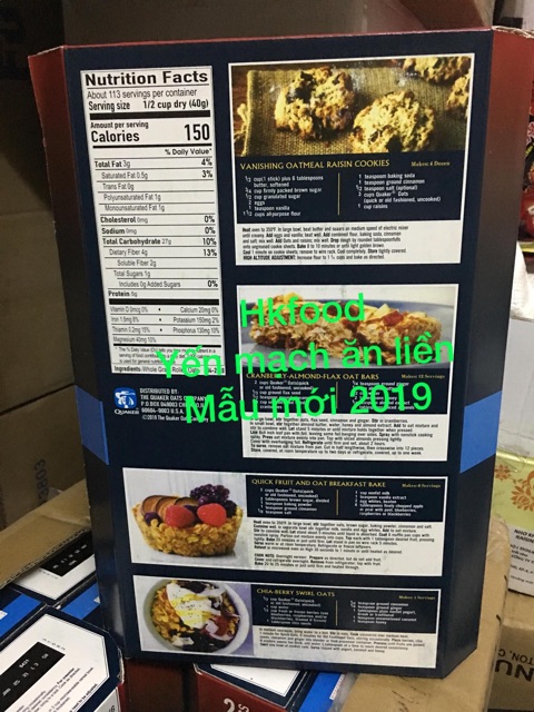 Hộp 4.52kg Yến mạch Quick 1 Minute Quaker Oats Hạt Vỡ NK Mỹ