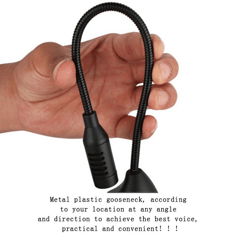 3.5mm Flexible Desktop Table Stand Skype MSN Mic Recording Microphone PC Laptop