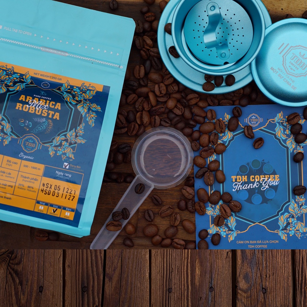 Cà Phê Nguyên Chất Blend 80% Robusta 20% Arabica,Cà Phê Rang Xay, Giảm Cân Không Chất Bảo Quản- TDH03