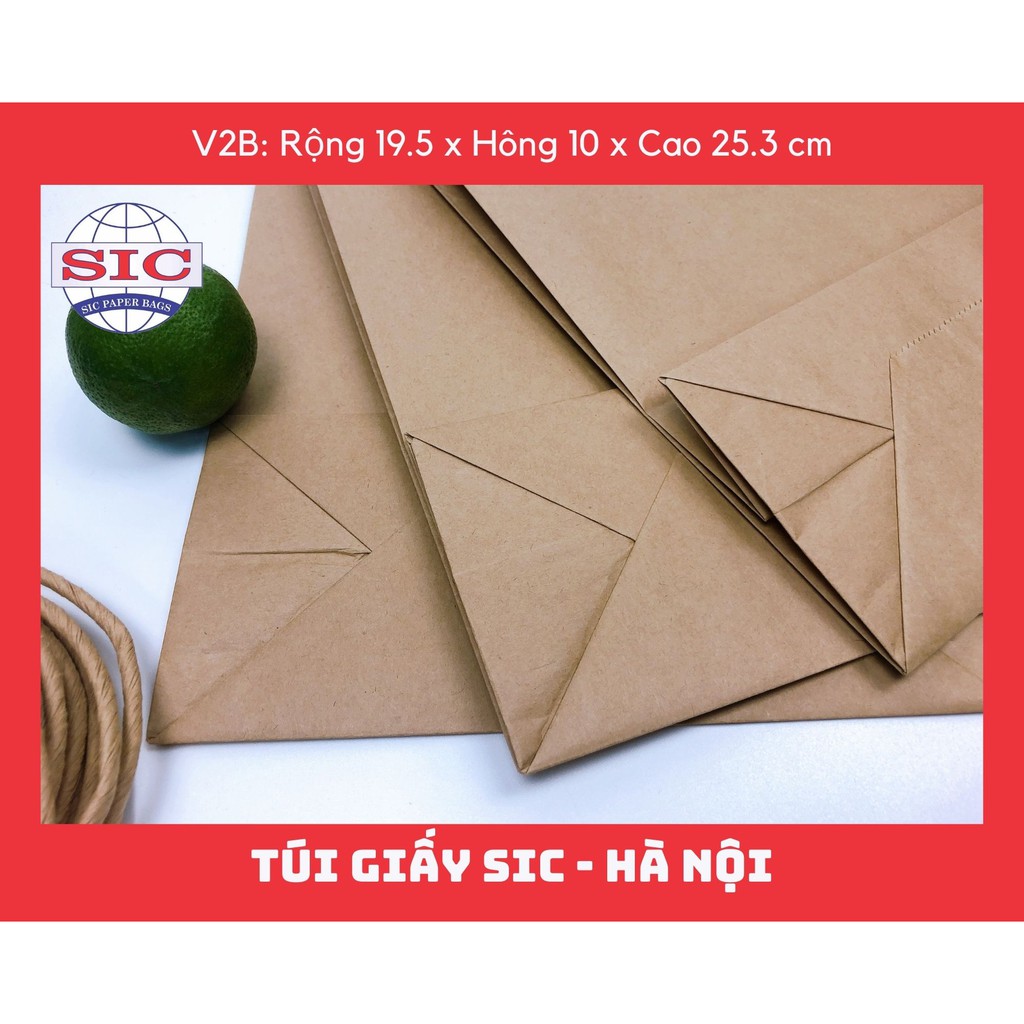 [SET 10 CHIẾC] TÚI GIẤY KRAFT V2B: 19.5x10x25.3 CÓ QUAI ( ẢNH THẬT)