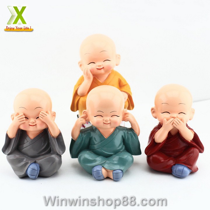 Bộ tượng 4 chú tiểu vui vẻ trang trí bàn làm việc và ô tô - Do_luu_niem