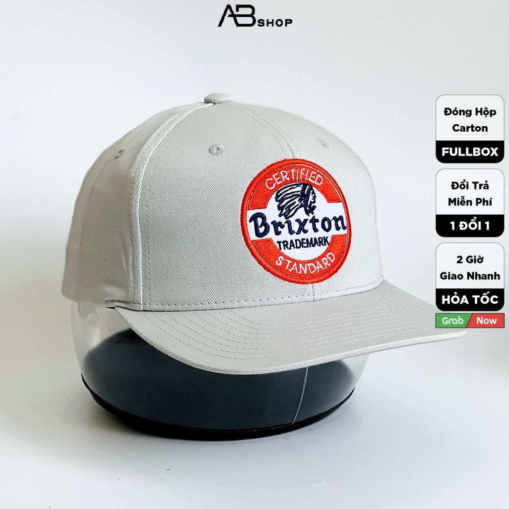 Nón Snapback Hiphop Mũ Lưỡi Trai Đẹp Màu Xám Logo Đỏ AB-30095