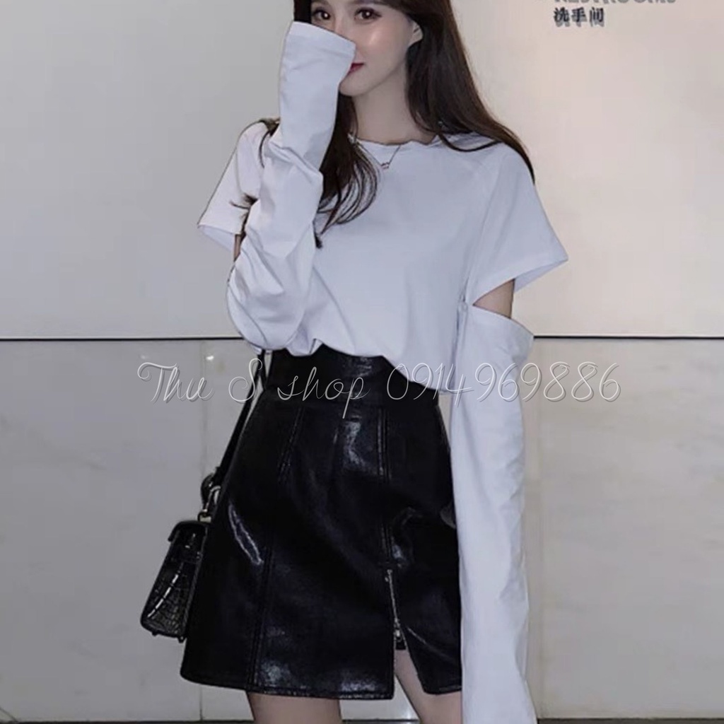 [Mã FAMARAL1 giảm 10K đơn 50K] Áo Thun Trơn Đa Năng Tay Nối 3 Trong 1 Mix Dài hoặc Ngắn Tay From Rộng Cá Tính THUS A0A1