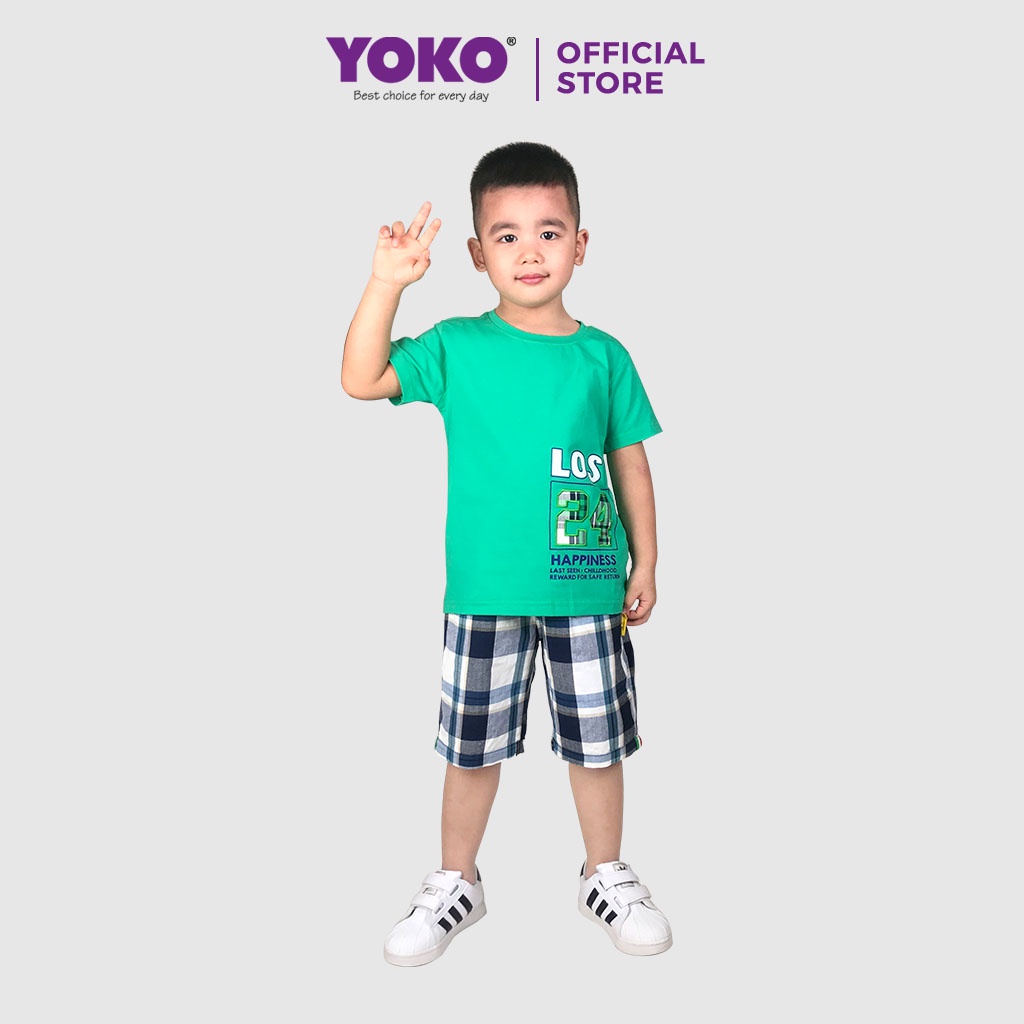 Bộ Quần Áo Thun Tay Ngắn Bé Trai Quần Caro (6-9 Tuổi) YOKO KID’S FASHION 20475T