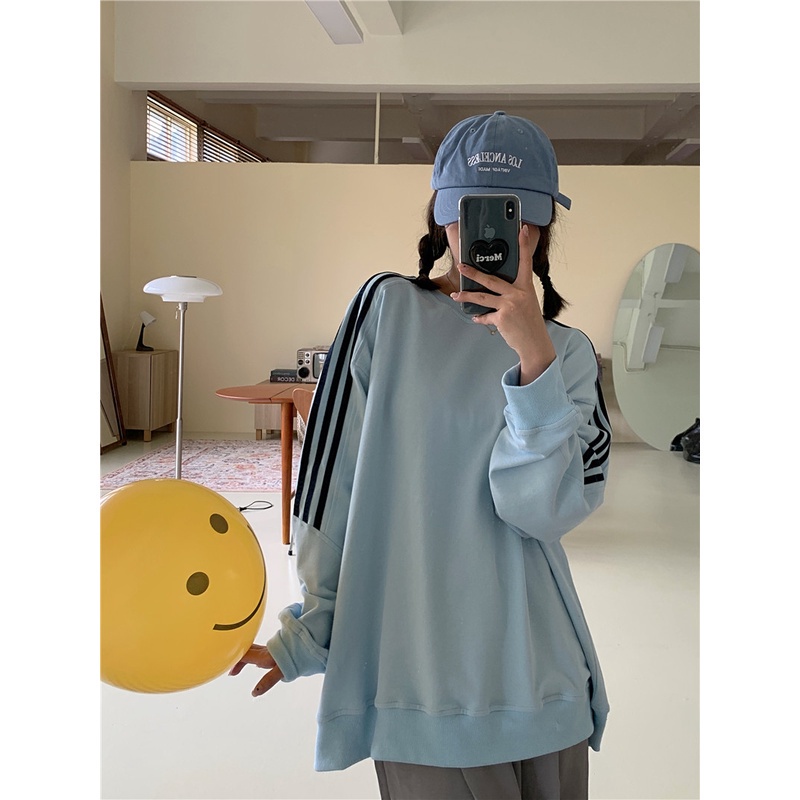 Áo Sweater Tay Dài Dáng Rộng Cổ Tròn Phong Cách Retro Hàn Quốc | BigBuy360 - bigbuy360.vn