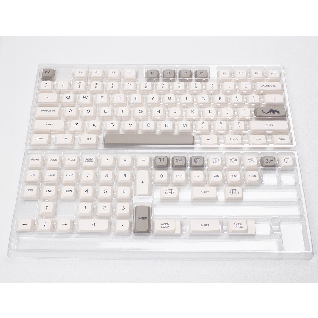 Elephant keycaps XDA Profile PBT DYE SUB cổ điển màu xám và trắng bàn phím cơ Keycap