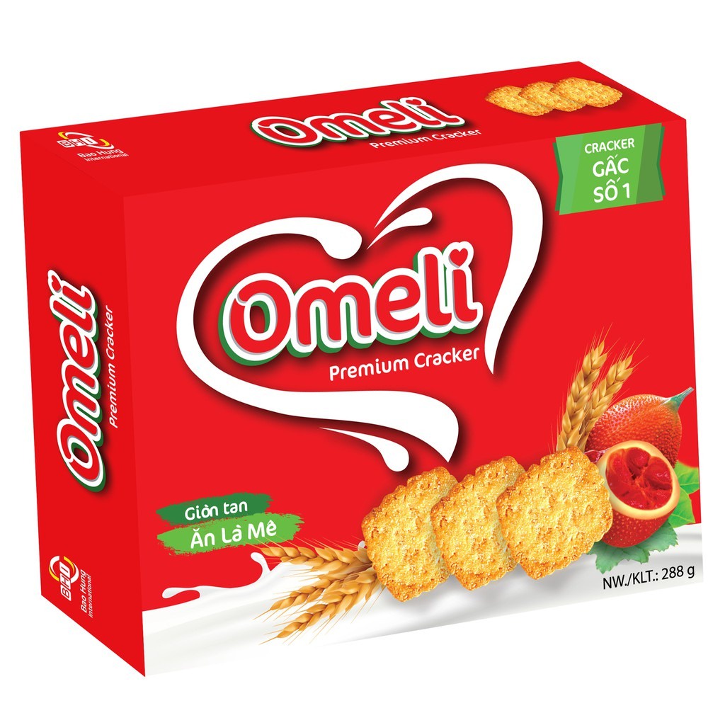 Bánh Omeli Cracker Gấc - Hộp Giấy 400g (Có Túi Xách)