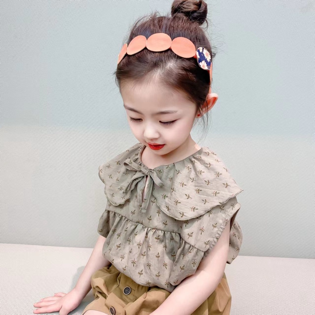 Set Đồ Mùa Hè 5 Món Gồm Áo Sơ Mi Cotton Tay Cộc + Quần Ngắn Hợp Thời Trang Cho Bé Gái