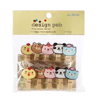 Bộ 10 kẹp gỗ  kèm dây cute