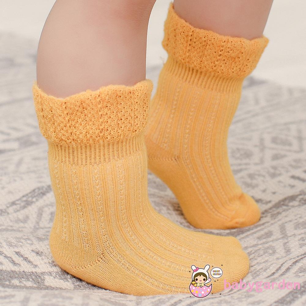 Vớ ống ngắn màu trơn thoáng khí thời trang xuân thu ngọt ngào dễ thương cho bé gái