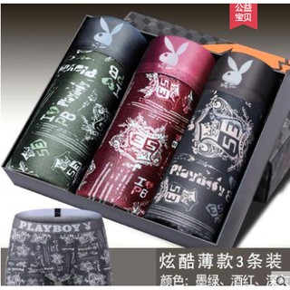 "combo 3 quần lót nam boxer - mã ql1218 chính hãng playboy/ quần lót nam in họa tiết/ quần lót nam cao cấp