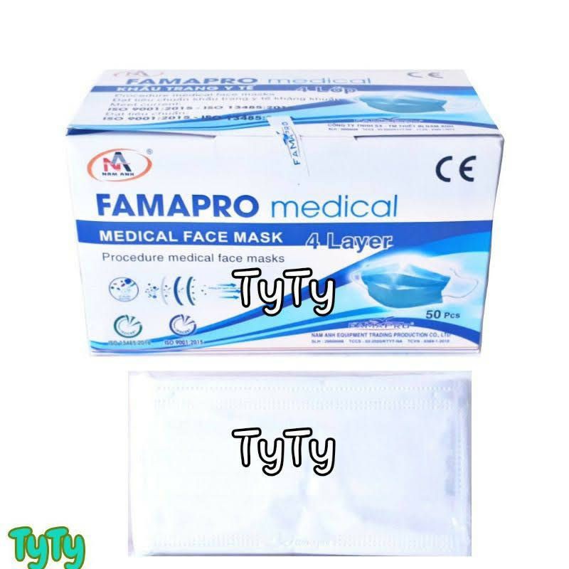 1Hộp 50Cái Khẩu Trang Y Tế  Cao Cấp Nam Anh 4 Lớp