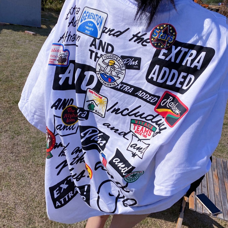 IELGY Áo thun IELGY tay ngắn dáng rộng thời trang cho nữ