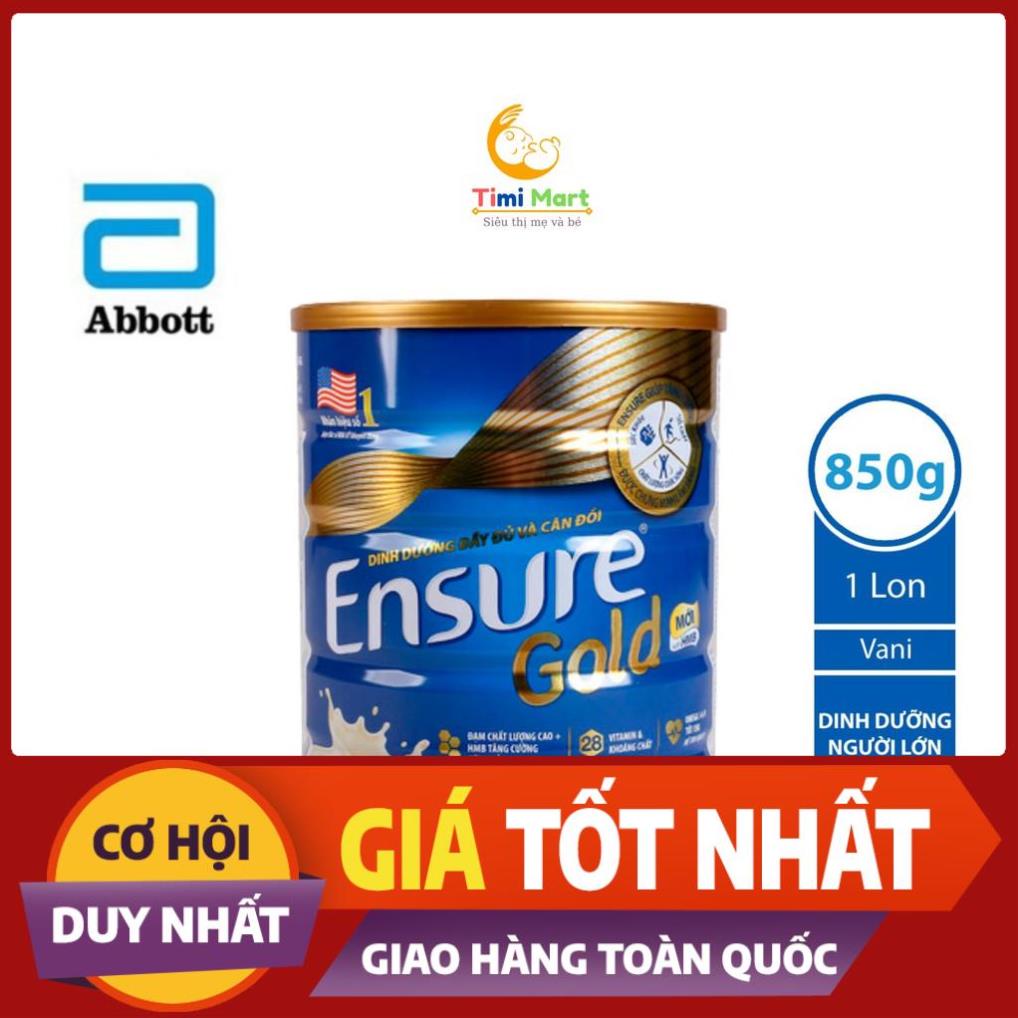 Sữa bột Ensure Gold Abbott hương vani / ít ngọt (HMB) 850g