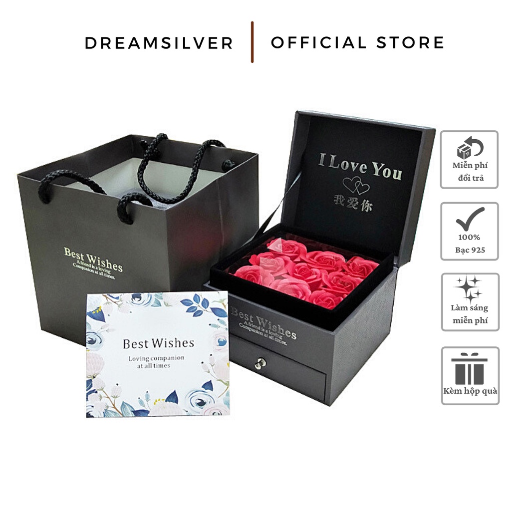 Hộp Quà Dreamsilver, Set Hộp Quà Cao Cấp Mix Nhiều Hoa Hồng Với Hộp Đựng Trang Sức - HQ7