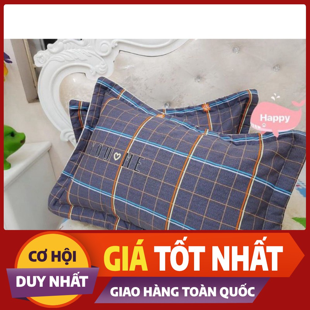 Đôi vỏ gối đầu cotton Hàn Quốc loại dày đẹp có lót bông - kích thước 45cmx65cm