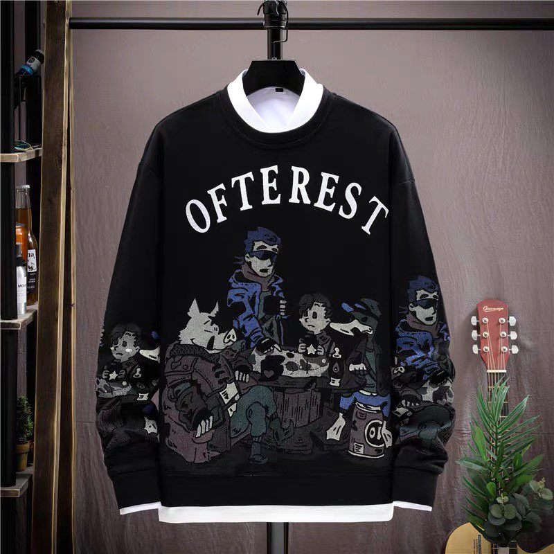 Áo Nỉ Cotton Dài Tay Nam Nữ Cổ Tròn Unisex Form Rộng Bo Gấu Phối Chữ OFTEREST Zenkonu TOP NAM 1000208
