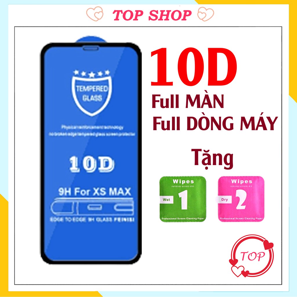 Kính Cường Lực Iphone 10D full màn siêu bền 6/6plus/6s/6splus/7/7plus/8/8plus/x/xr/xs/11/12/13/pro/max/plus/promax/Top