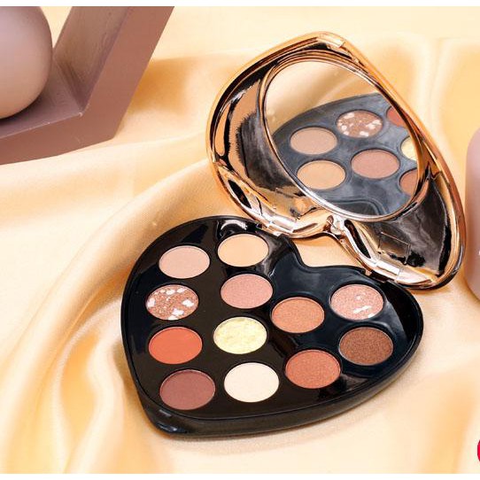 [ Siêu HOT ] Bảng Phấn Mắt  NOVO Trái Tim 12 Ô Màu Nhũ Lì Lâu Trôi I Love Eyeshadow No.5298