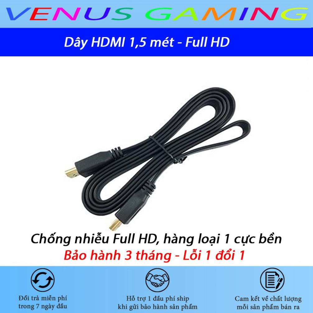 Dây HDMI 1,5 mét - Loại dẹt - Màu đen - Bảo hành 3 tháng