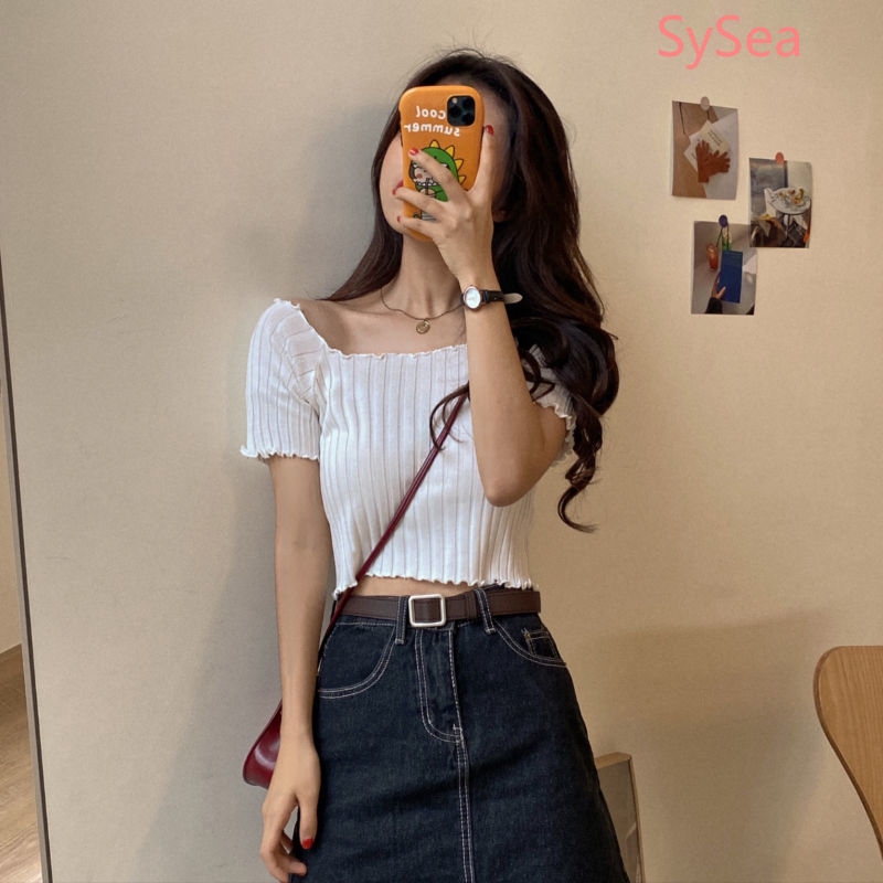 Áo Croptop Dệt Kim Tay Ngắn Thời Trang Mùa Hè Cho Phái Nữ | BigBuy360 - bigbuy360.vn