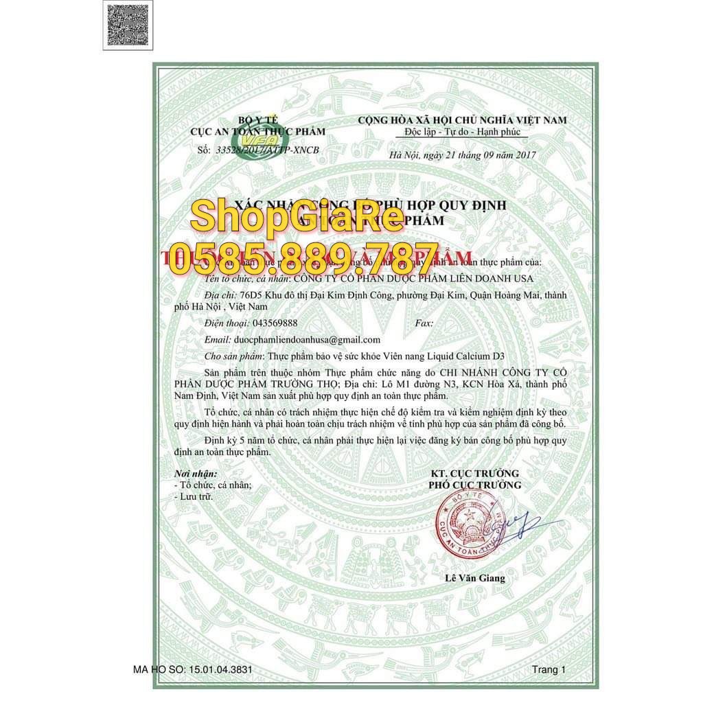 Liquid Calcium D3 bổ sung canxi Chống Còi Xương, Loãng Xương, kém phát triển,ngăn ngừa thoát hóa cho Xương chắc khỏe