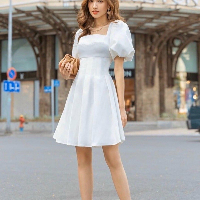 [Kèm feeback] Đầm dạo phố dáng xoè cổ vuông tay phồng sang trọng Jada Dress | BigBuy360 - bigbuy360.vn