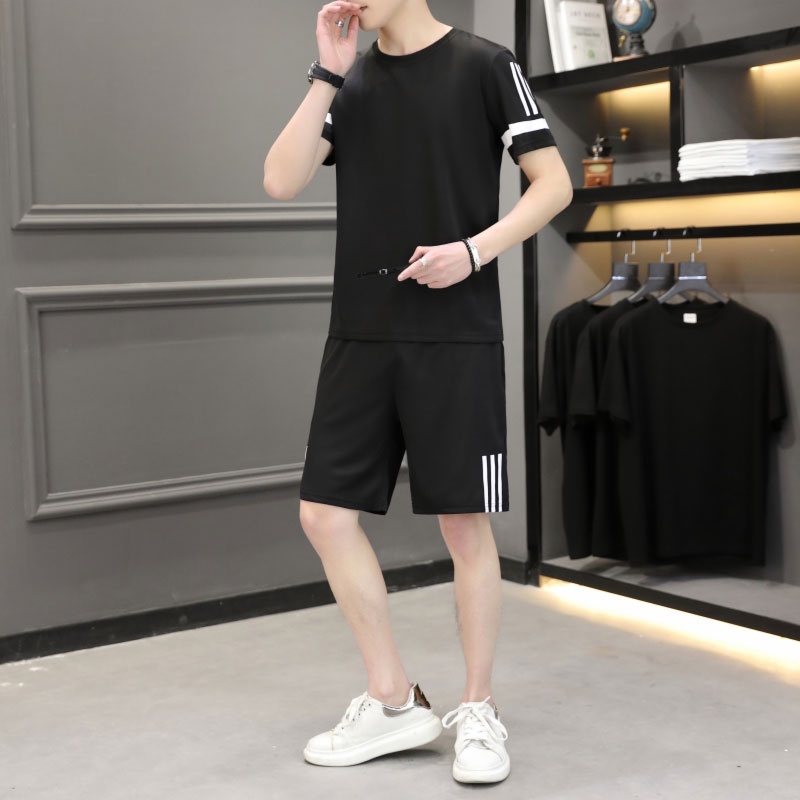 Bộ Đồ Thể Thao Ngắn Tay Vải Lụa Mát Khô Thoáng Nhanh Thời Trang Mùa Hè Cho Nam