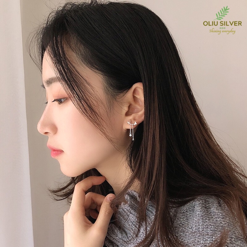 Bông Tai Bạc S925 Butterfly Tua Rua Xinh Xắn | Khuyên Tai Nữ Trang Sức Bạc Thời Trang