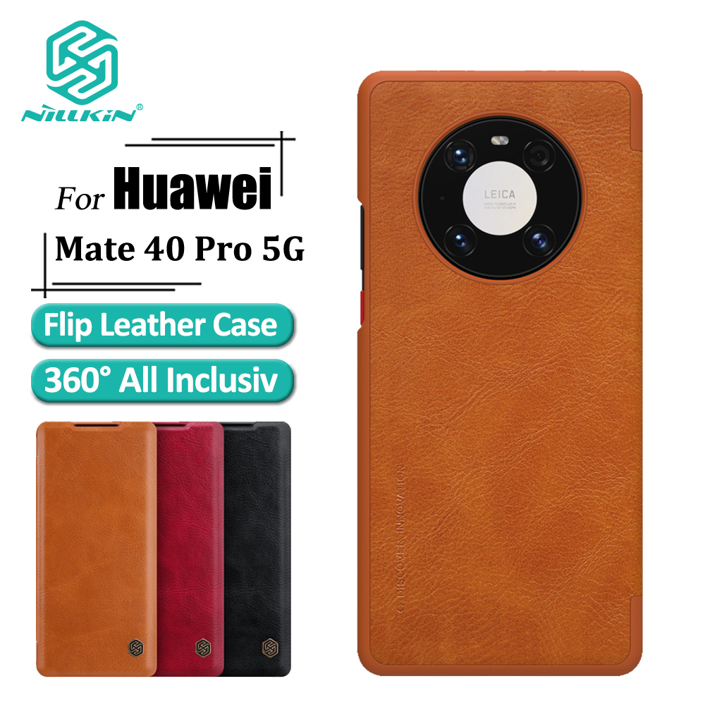 Bao Da Điện Thoại Nillkin Qin Cho Huawei Mate 40 Pro Nắp Lật Bảo Vệ 360° Toàn Diện Chống Sốc Có Ngăn Đựng Thẻ