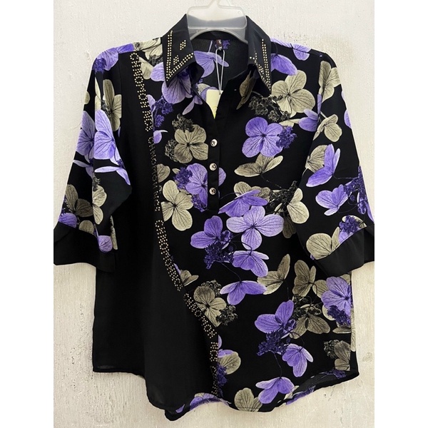 Áo Sơ Mi Nữ Trung Niên Form Dài Rộng Free Size 55-75kg