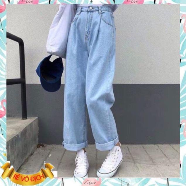 Quần jean nữ FLAKY SHOP cao cấp - Quần jean ống rộng lưng cao kiểu dáng basic dễ phối đồ