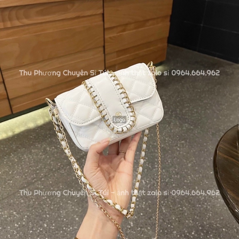 Túi mini đeo chéo, đeo vai nắp viền xích phong cách vintage siêu xinh (rẻ nhất shoppe)