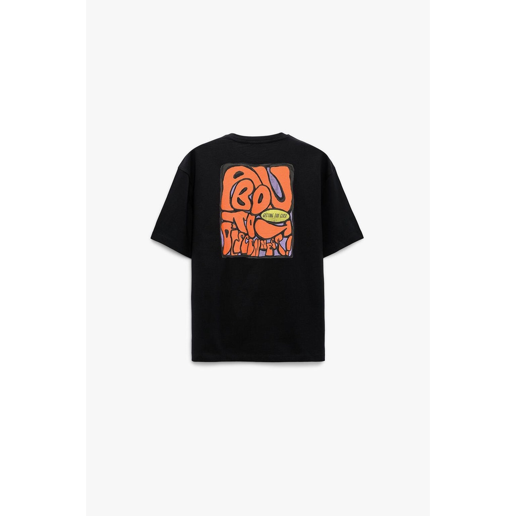 Áo Thun Tay Ngắn Dáng Rộng Chất Liệu Cotton In Chữ Hiệu ZARA Thời Trang Cho Nam 00495302800