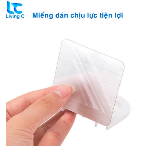 {SẢN PHẨM}Giá móc treo chai nước rửa tay , dầu gội đầu sữa tắm dán tường Living C TC siêu dính chịu lực 3kg