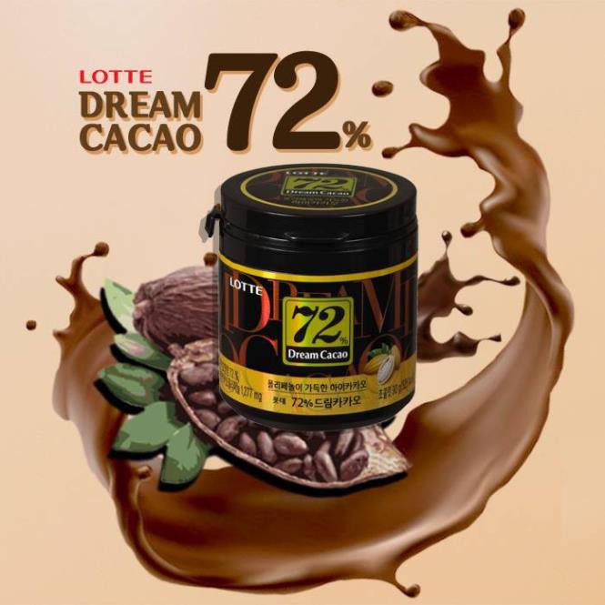 Chocolate đắng Lotte Dream Cacao 56% - 72% hủ 86gr