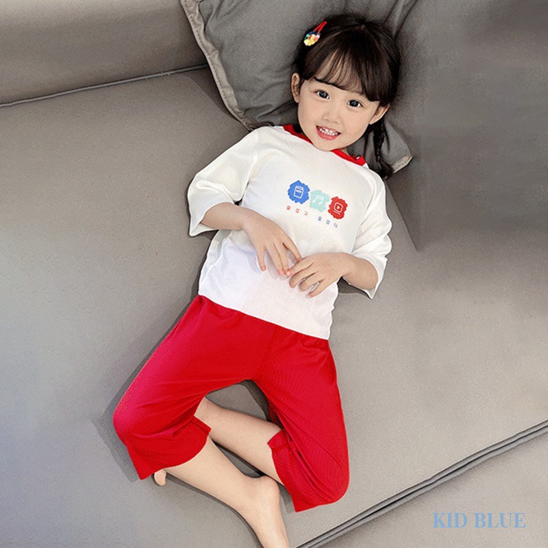 Bộ Đồ Ngủ Mặc Nhà Vải Lụa Lạnh Mỏng Thời Trang Mùa Hè Cho Bé