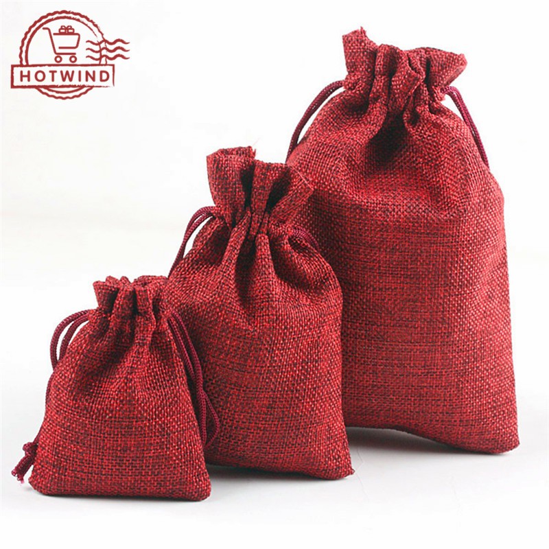 Túi rút đựng hoa khô/kẹo chất liệu vải lanh nhiều màu sắc tùy chọn