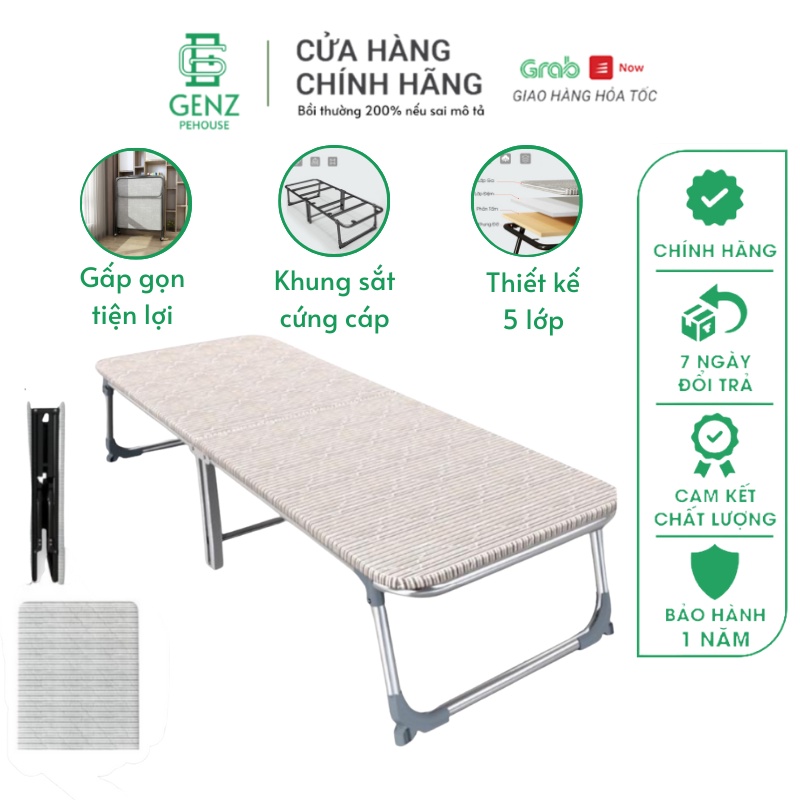 Giường Xếp Văn Phòng Thông Minh Cao Cấp Khung Thép Chắc Chắn, Giường Gấp Gọn Đa Năng Ngủ Trưa Tiện Lợi