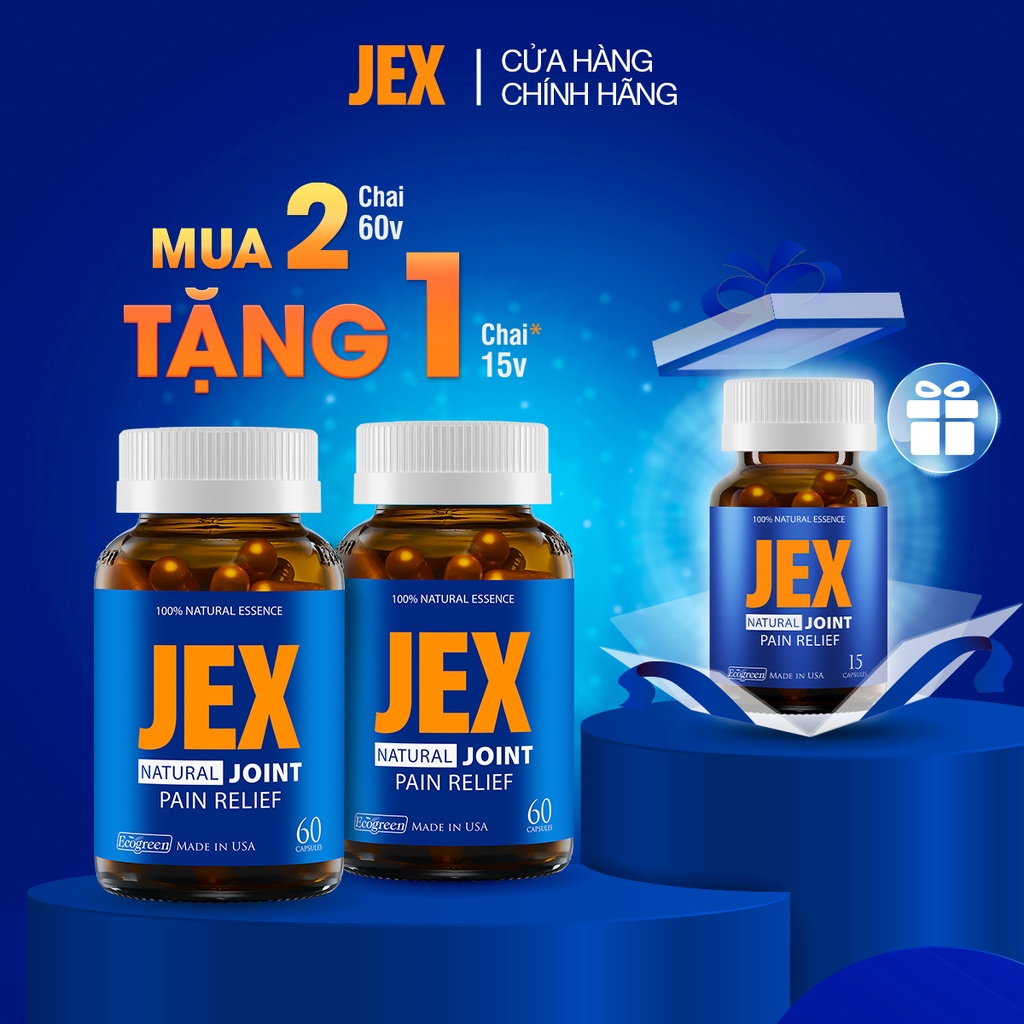 Combo 2 hộp viên uống JEX giảm đau, bảo vệ xương khớp 60 viên tặng 1 hộp 15 viên