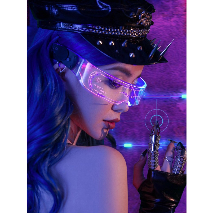 Hàng HOT Kính đèn LED phát sáng 3D RGB Nam nữ Phong cách tương lai cho Party Bar Tik Tok 【Texas053】