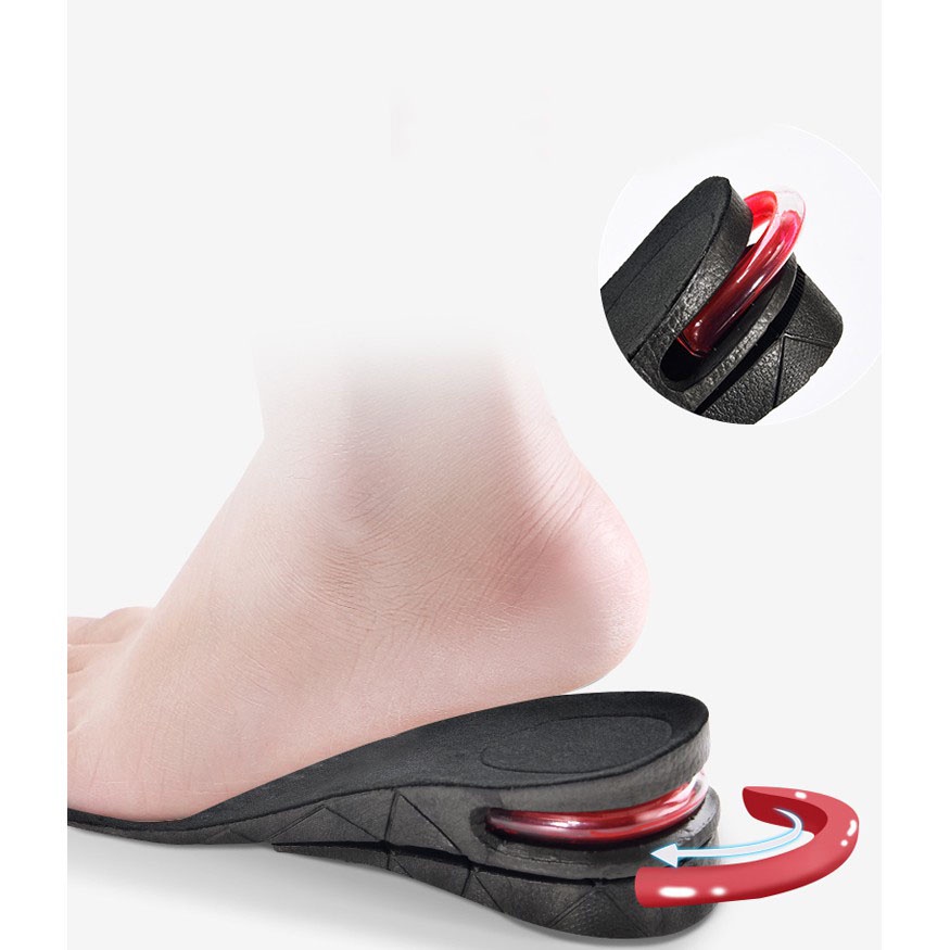 Lót giày tăng chiều cao đệm khí màu đen phù hợp cho cả nam và nữ 1 đôi tăng thêm 3cm hoặc 5cm và tự cắt theo size