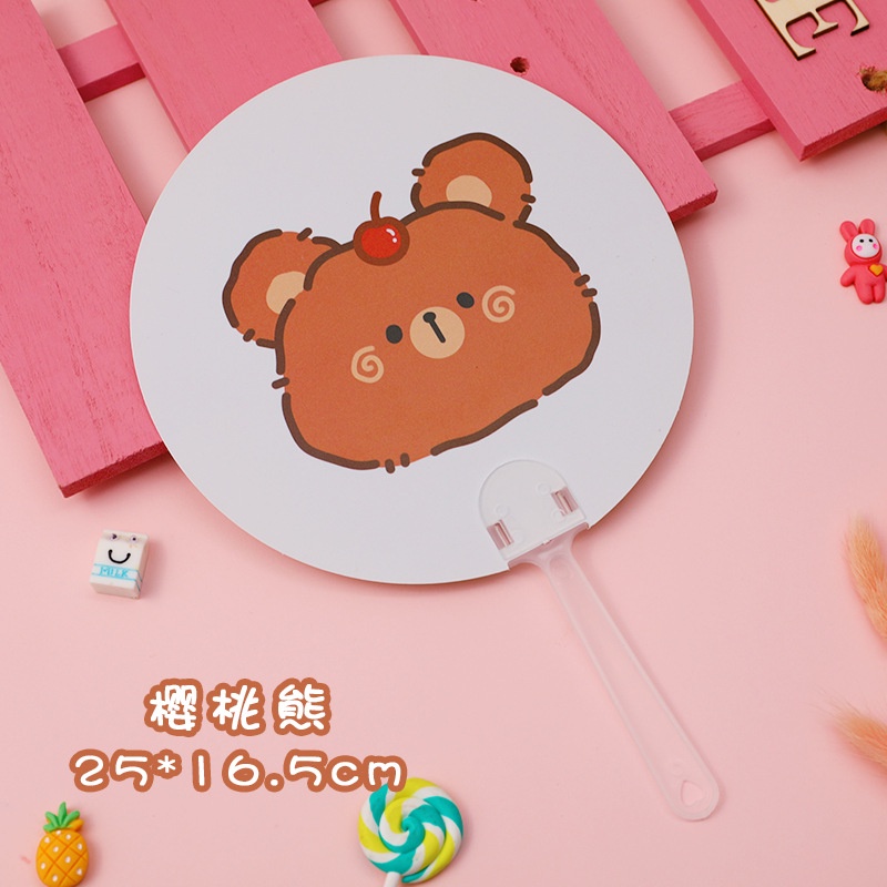 Small round fan summer cool cartoon cute animal holding mini  children portable  student gift  mini plastic fan