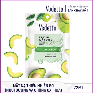 🥦 MẶT NẠ GIẤY THIÊN NHIÊN BƠ 22ml VEDETTE - CHỐNG OXI HÓA & CUNG CẤP DƯỠNG CHẤT - TPM036