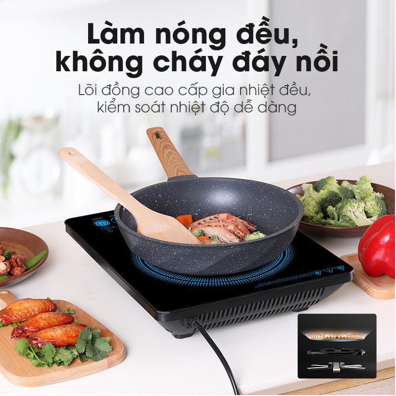 Bếp điện từ đơn cảm ứng thông minh SAMONO WS - 02 Cảm ứng -Tự ngắt thông minh - Nhiều chế năng nấu - Bảo hành 12 tháng