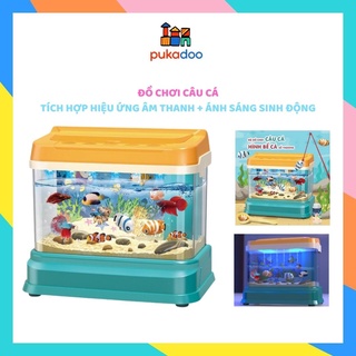 Đồ chơi câu cá phát nhạc và ánh sáng sinh động cho bé, bể cá có âm nhạc Pukadoo