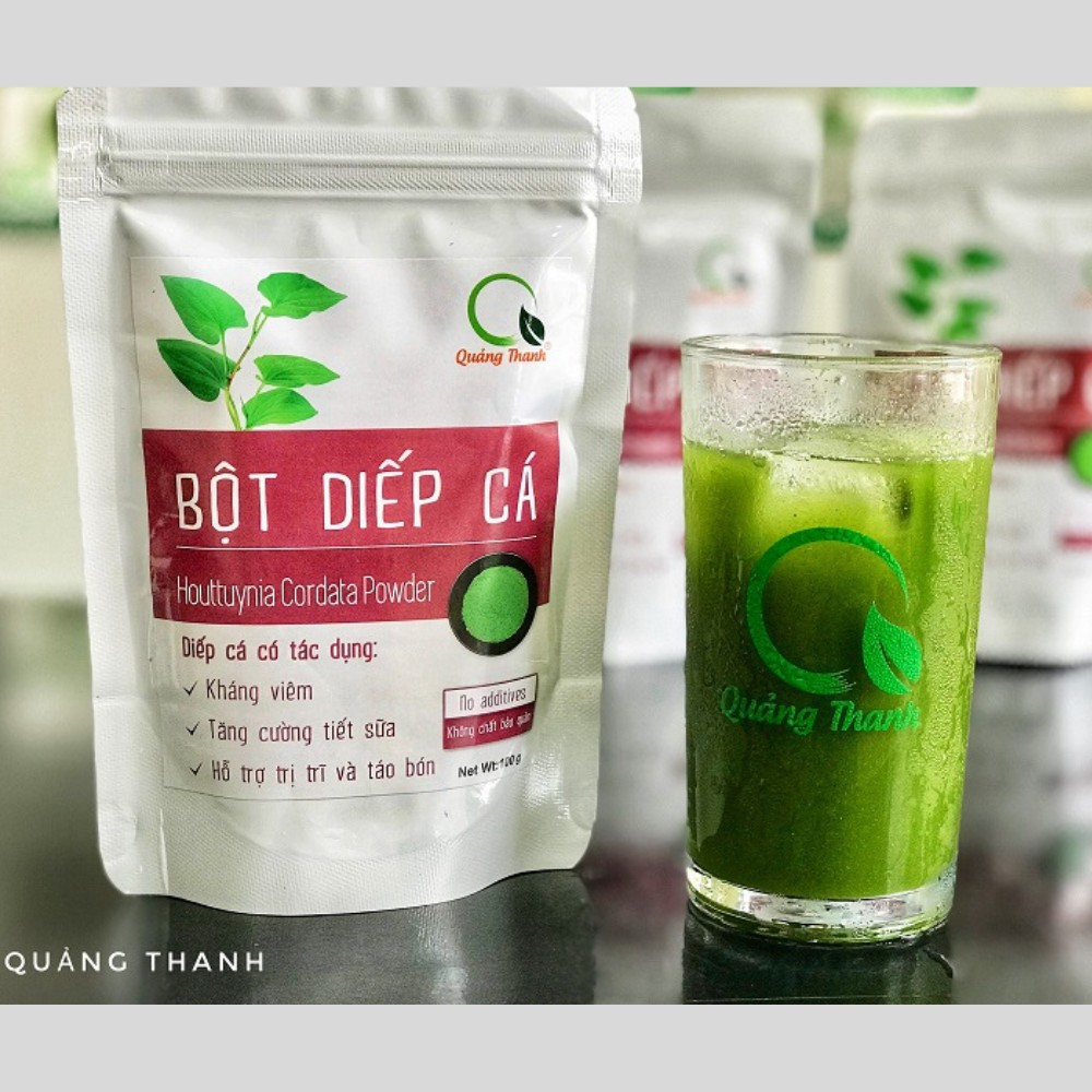 Bột Diếp Cá Quảng Thanh gói 100g - 100% lá diếp cá tươi, sấy lạnh tiệt trùng và nghiền siêu mịn