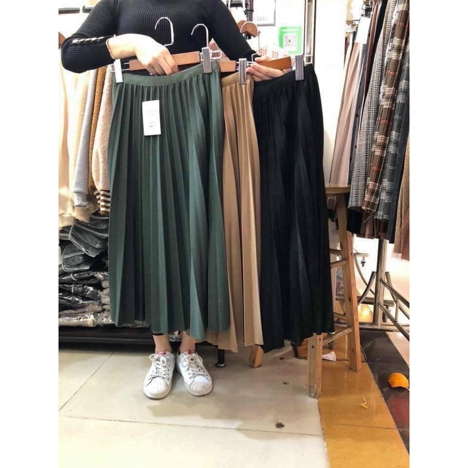 Chân váy xếp li không đai